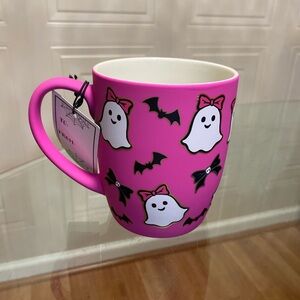Pink Halloween Coffee Mug  with ghosts and bats